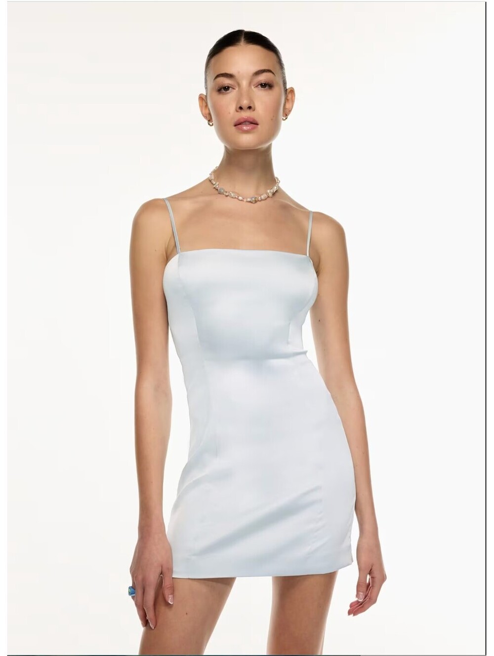Aritzia Sunday Best Glimmer Silver Grey Satin Slip Mini Dress Size 8